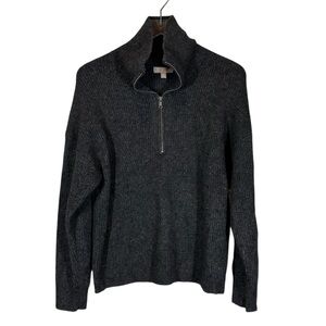 J.CREW Women's Medium Charcoal Grey 1/2 Zip Pullover Sweater Merino Wool/Alpaca